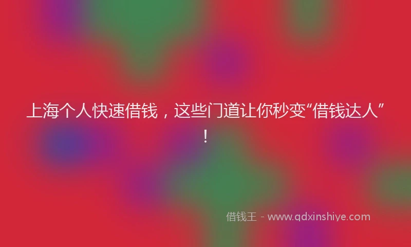 上海个人快速借钱，这些门道让你秒变“借钱达人”！