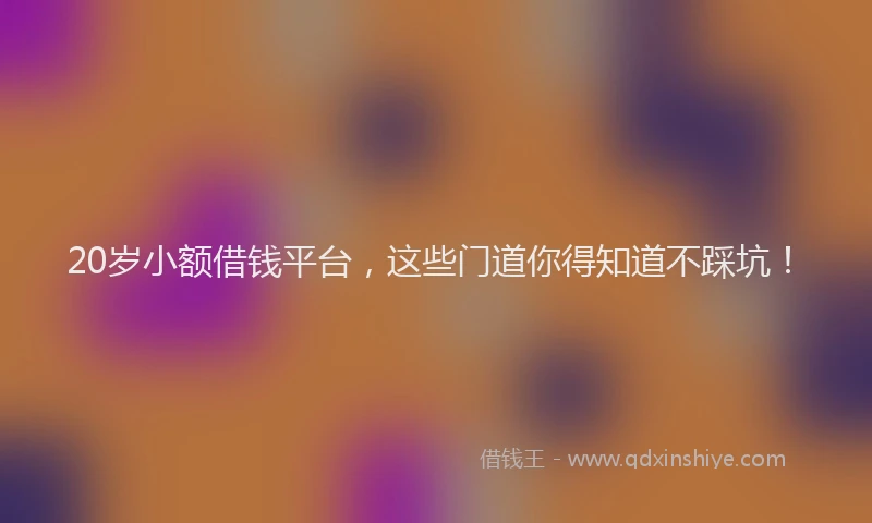 20岁小额借钱平台，这些门道你得知道不踩坑！