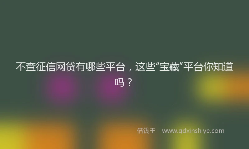 不查征信网贷有哪些平台，这些“宝藏”平台你知道吗？