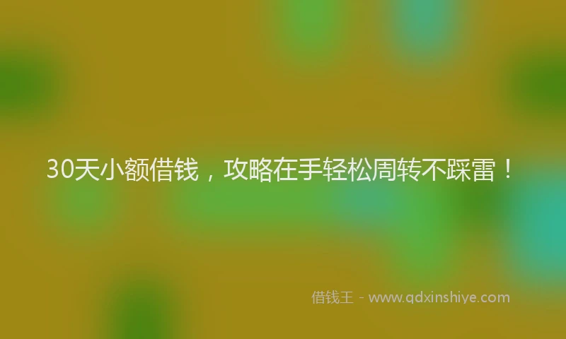 30天小额借钱，攻略在手轻松周转不踩雷！