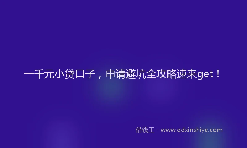 一千元小贷口子，申请避坑全攻略速来get！