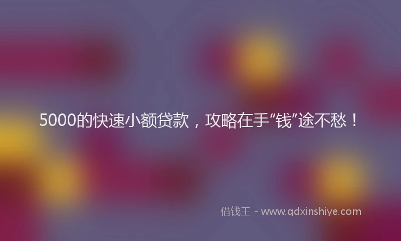 5000的快速小额贷款，攻略在手“钱”途不愁！