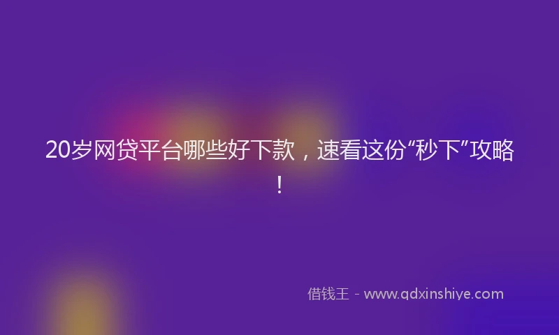 20岁网贷平台哪些好下款,速看这份“秒下”攻略!