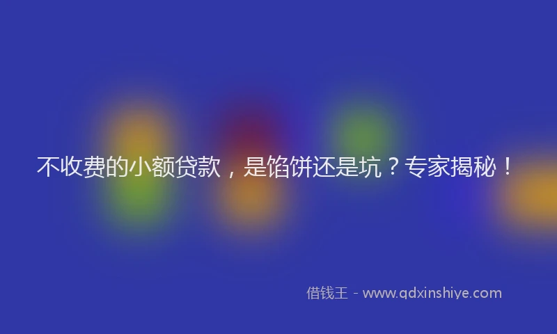 不收费的小额贷款，是馅饼还是坑？专家揭秘！