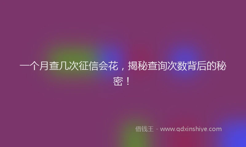 一个月查几次征信会花，揭秘查询次数背后的秘密！