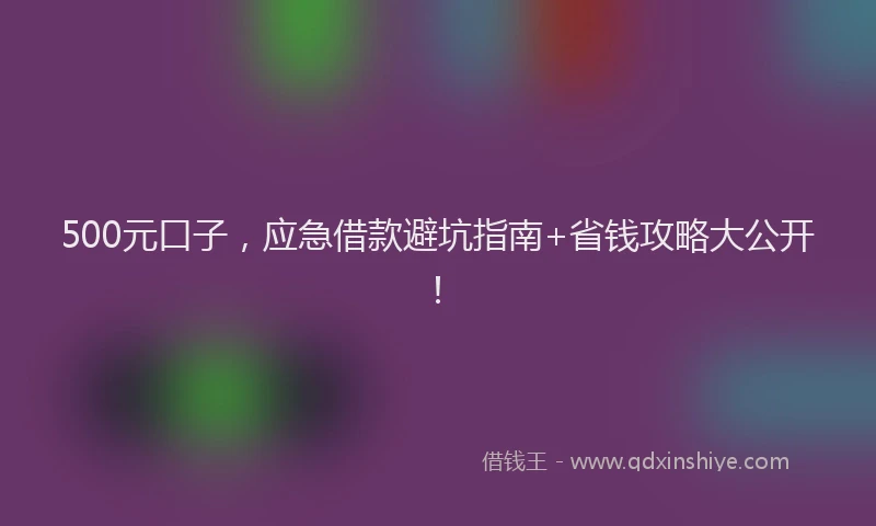 500元口子，应急借款避坑指南+省钱攻略大公开！