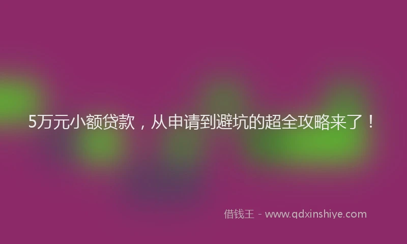 5万元小额贷款，从申请到避坑的超全攻略来了！