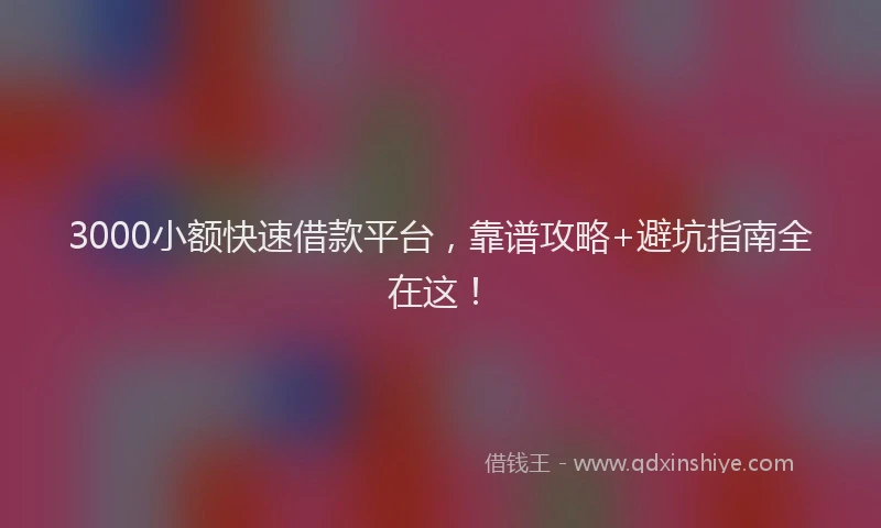 3000小额快速借款平台，靠谱攻略+避坑指南全在这！