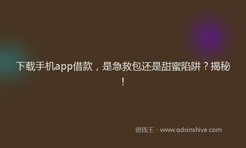 下载手机app借款，是急救包还是甜蜜陷阱？揭秘！