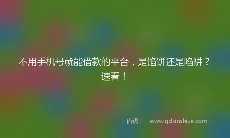 不用手机号就能借款的平台，是馅饼还是陷阱？速看！