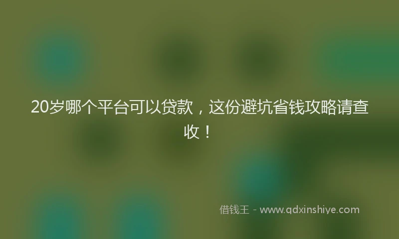 20岁哪个平台可以贷款，这份避坑省钱攻略请查收！