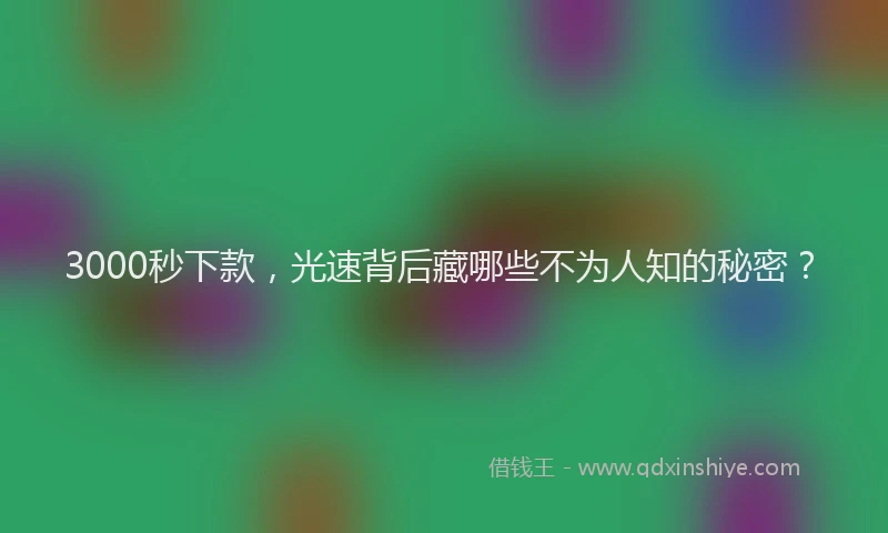 3000秒下款，光速背后藏哪些不为人知的秘密？