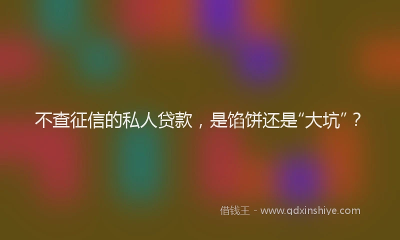 不查征信的私人贷款，是馅饼还是“大坑”？