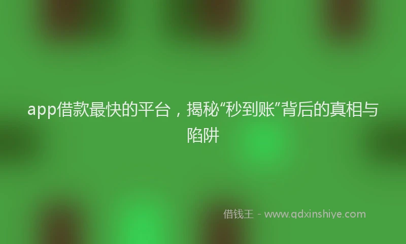 app借款最快的平台，揭秘“秒到账”背后的真相与陷阱
