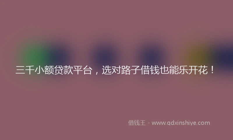 三千小额贷款平台，选对路子借钱也能乐开花！