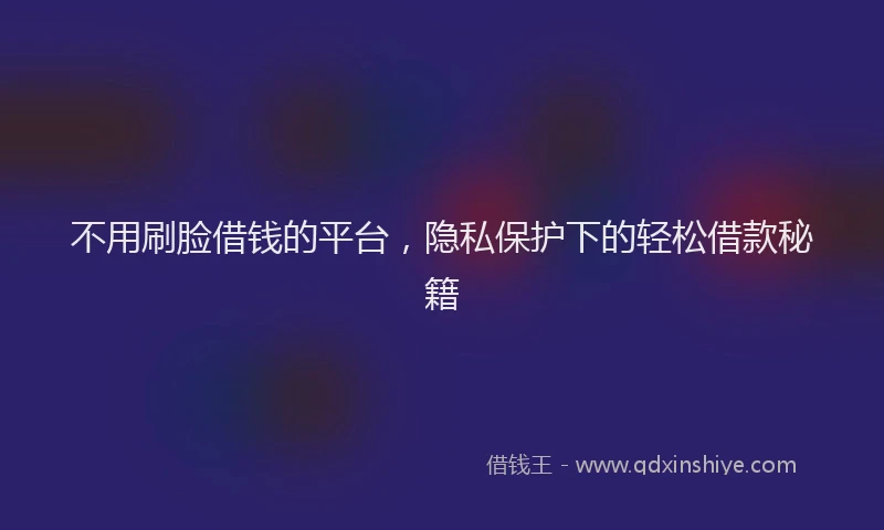 不用刷脸借钱的平台，隐私保护下的轻松借款秘籍
