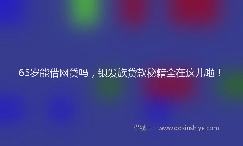 65岁能借网贷吗，银发族贷款秘籍全在这儿啦！