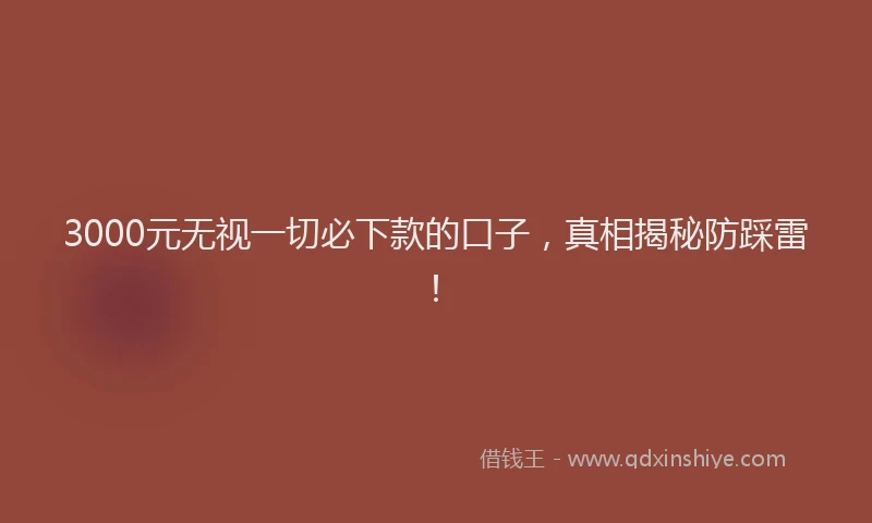 3000元无视一切必下款的口子，真相揭秘防踩雷！