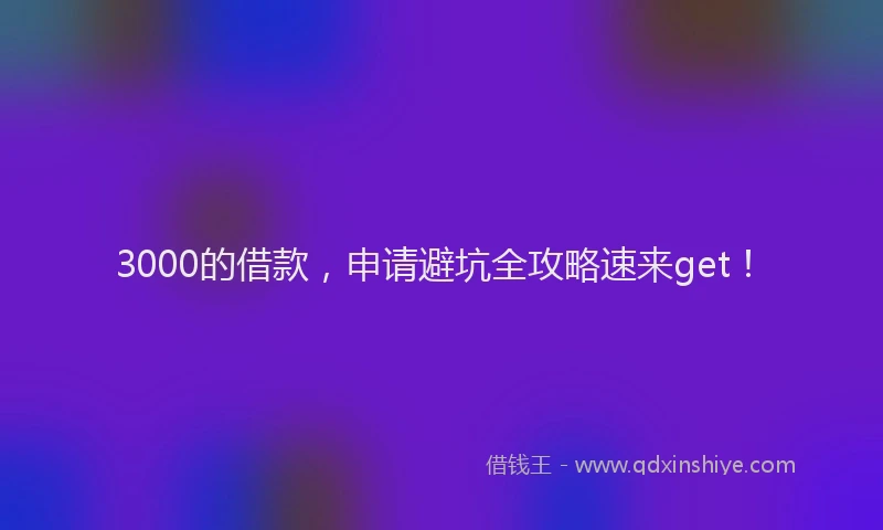 3000的借款，申请避坑全攻略速来get！