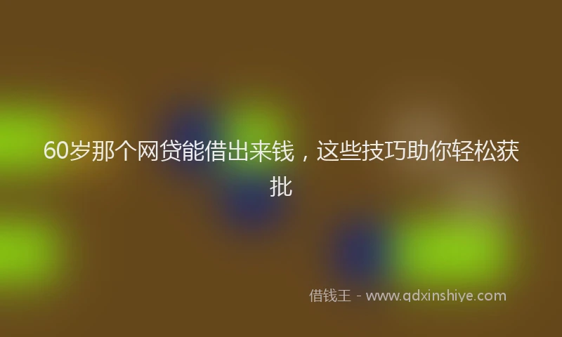 60岁那个网贷能借出来钱，这些技巧助你轻松获批