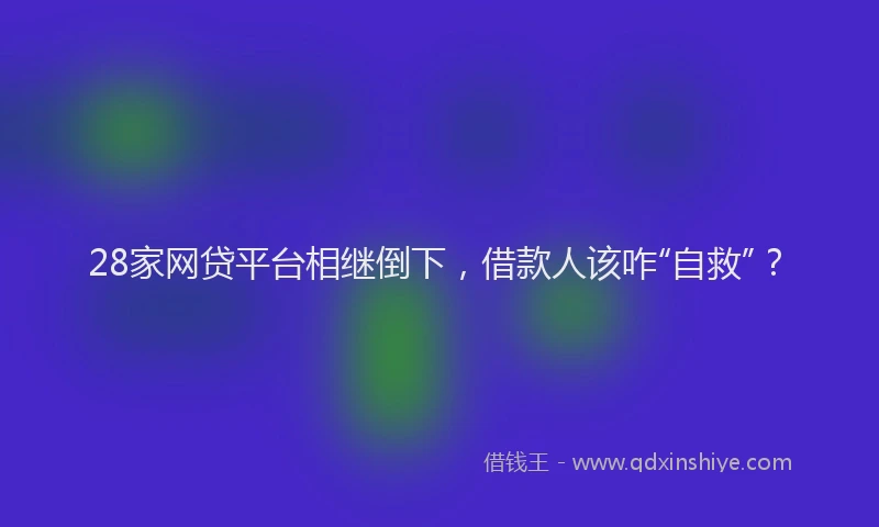 28家网贷平台相继倒下，借款人该咋“自救”？
