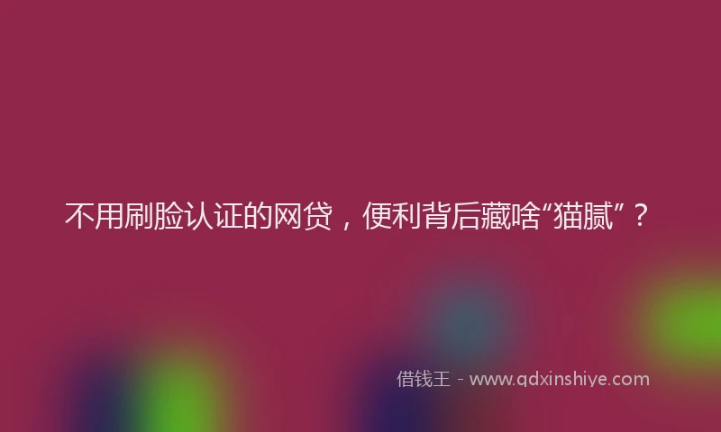 不用刷脸认证的网贷，便利背后藏啥“猫腻”？