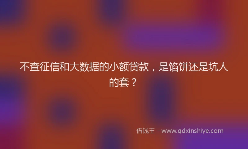 不查征信和大数据的小额贷款，是馅饼还是坑人的套？