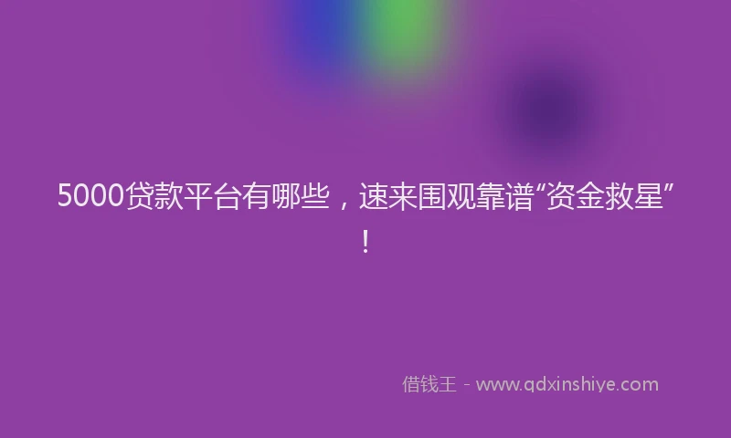 5000贷款平台有哪些，速来围观靠谱“资金救星”！
