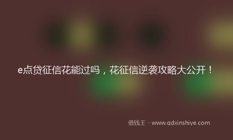 e点贷征信花能过吗，花征信逆袭攻略大公开！