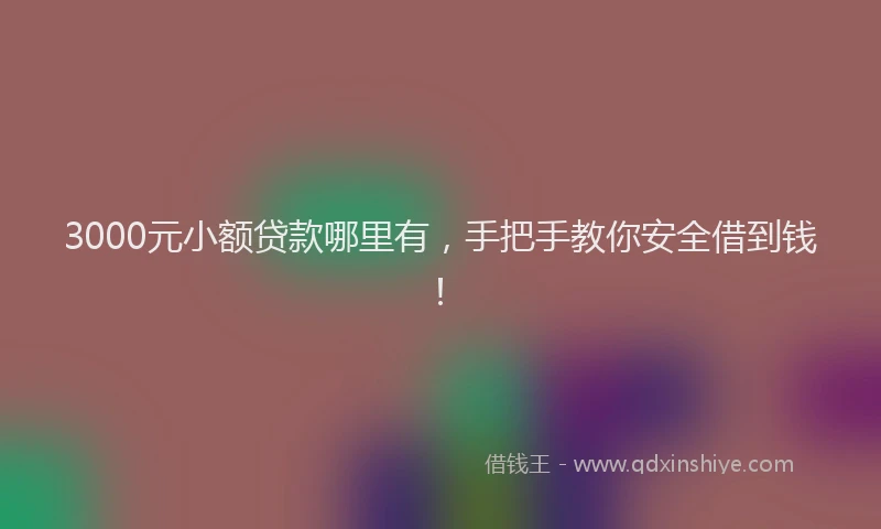 3000元小额贷款哪里有，手把手教你安全借到钱！