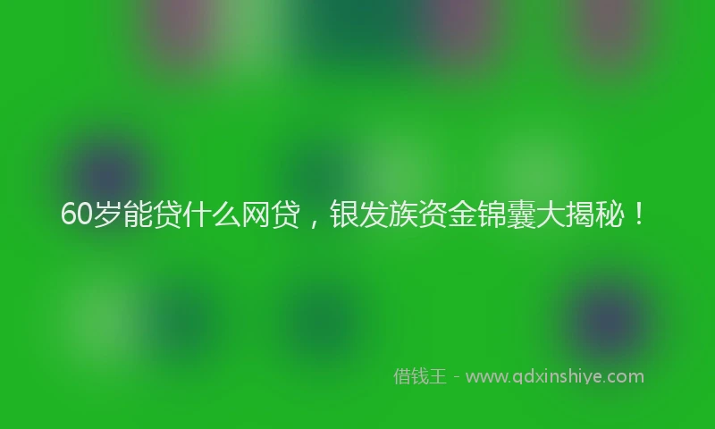 60岁能贷什么网贷，银发族资金锦囊大揭秘！