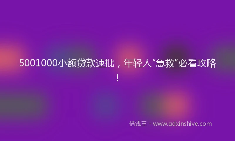 5001000小额贷款速批，年轻人“急救”必看攻略！