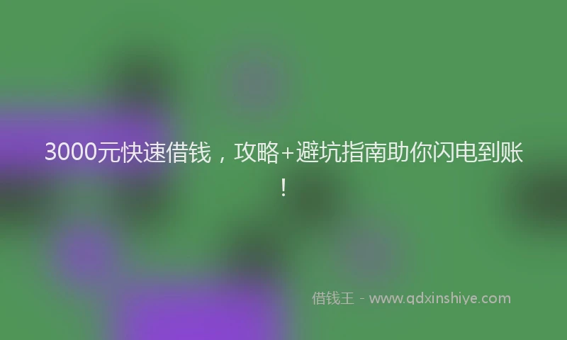 3000元快速借钱，攻略+避坑指南助你闪电到账！