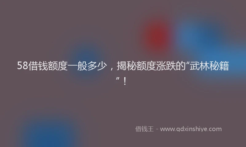 58借钱额度一般多少，揭秘额度涨跌的“武林秘籍”！