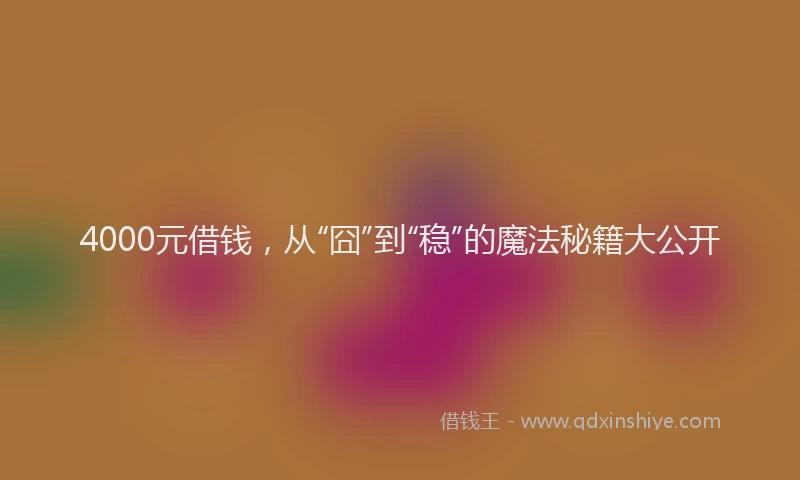 4000元借钱，从“囧”到“稳”的魔法秘籍大公开