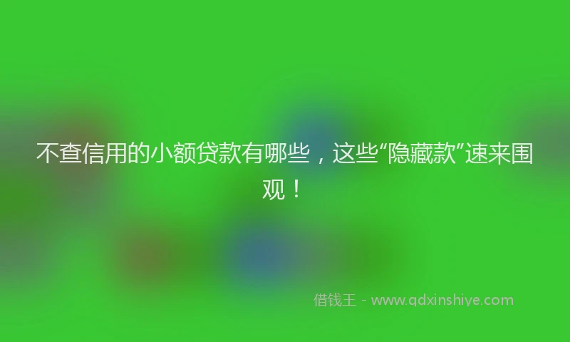 不查信用的小额贷款有哪些，这些“隐藏款”速来围观！