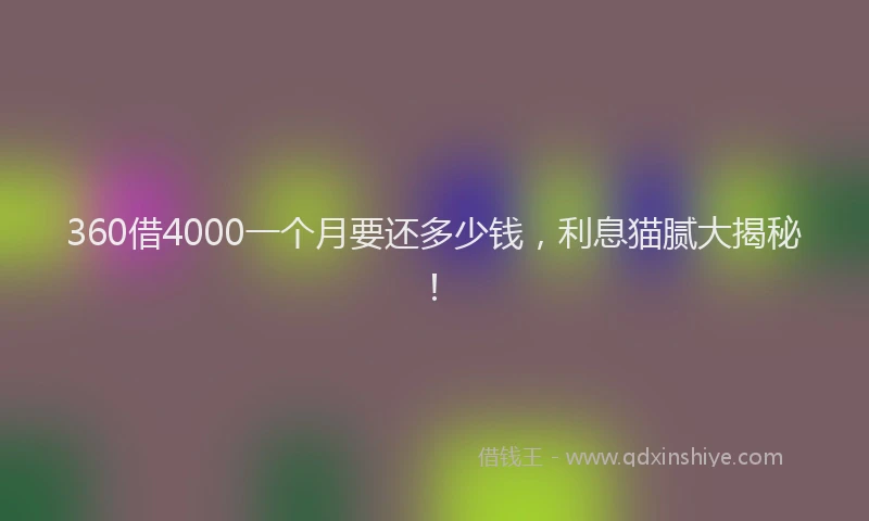 360借4000一个月要还多少钱，利息猫腻大揭秘！