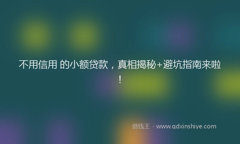 不用信用 的小额贷款，真相揭秘+避坑指南来啦！