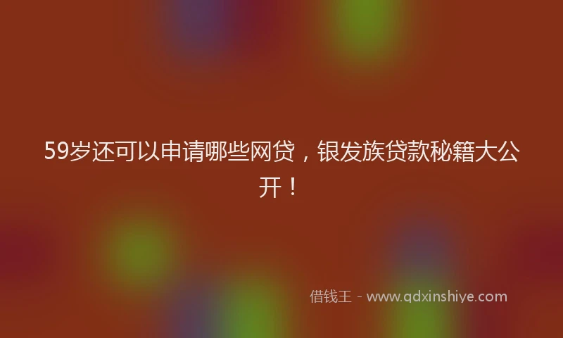 59岁还可以申请哪些网贷，银发族贷款秘籍大公开！