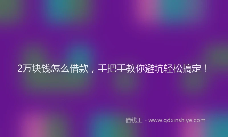 2万块钱怎么借款，手把手教你避坑轻松搞定！