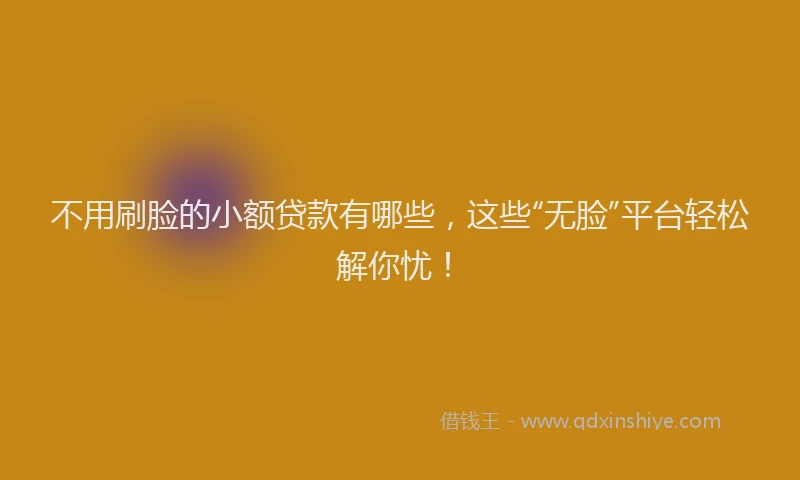 不用刷脸的小额贷款有哪些，这些“无脸”平台轻松解你忧！