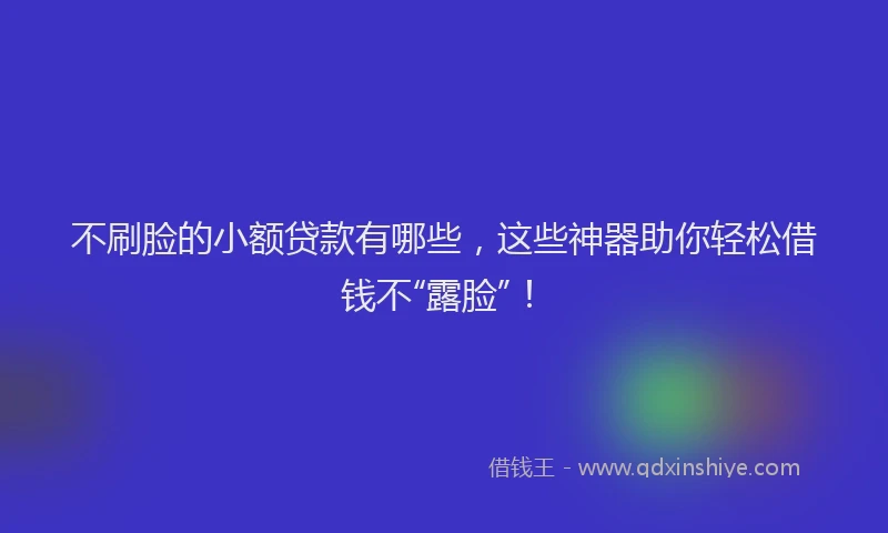 不刷脸的小额贷款有哪些，这些神器助你轻松借钱不“露脸”！