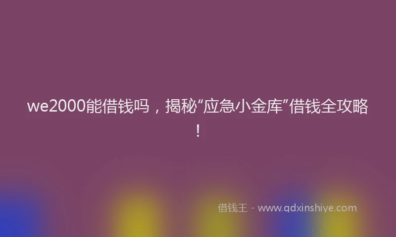 we2000能借钱吗，揭秘“应急小金库”借钱全攻略！