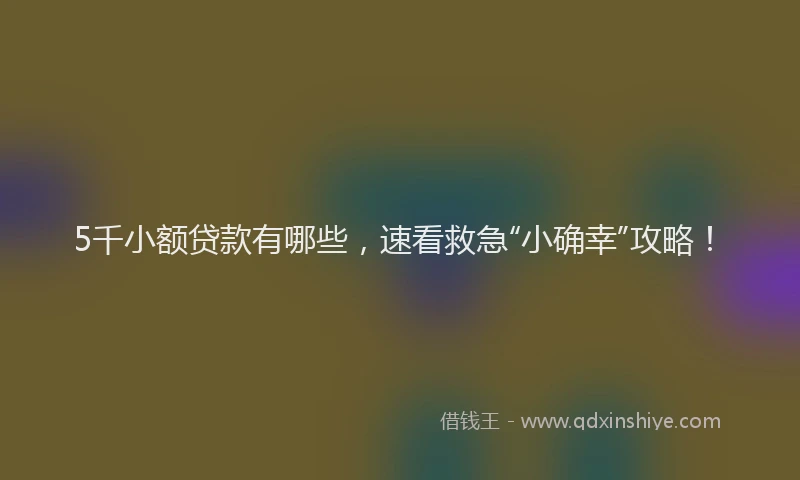 5千小额贷款有哪些，速看救急“小确幸”攻略！