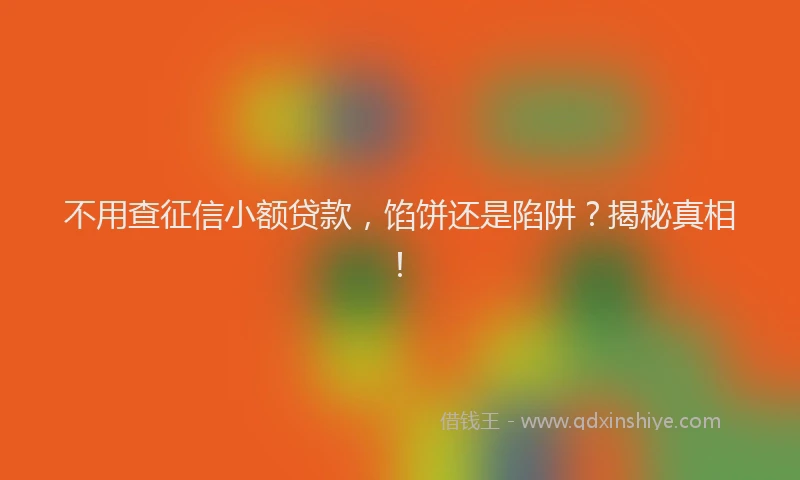 不用查征信小额贷款，馅饼还是陷阱？揭秘真相！