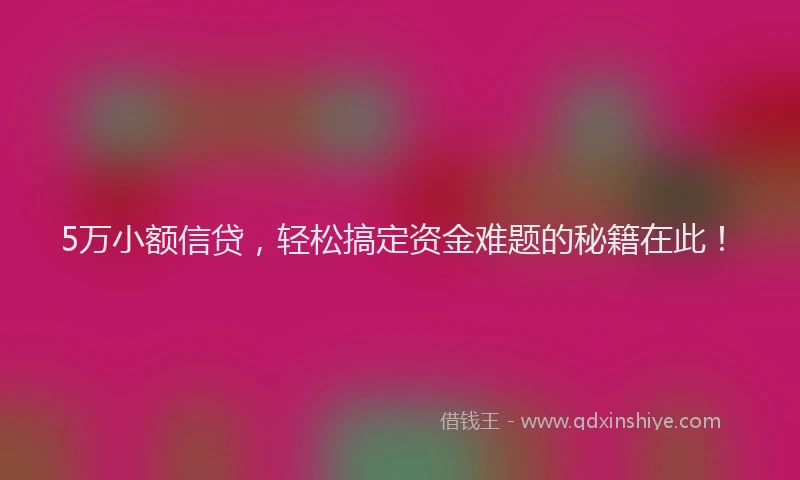 5万小额信贷，轻松搞定资金难题的秘籍在此！