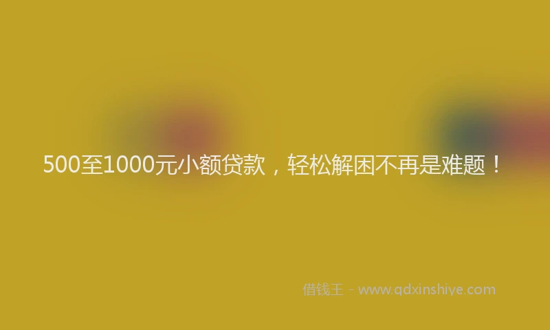 500至1000元小额贷款，轻松解困不再是难题！