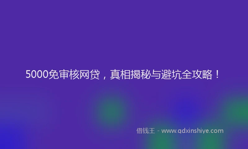 5000免审核网贷，真相揭秘与避坑全攻略！