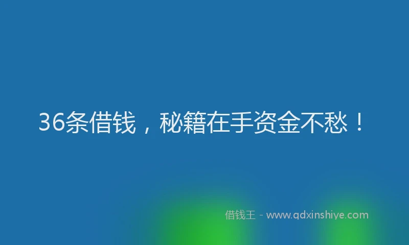 36条借钱，秘籍在手资金不愁！