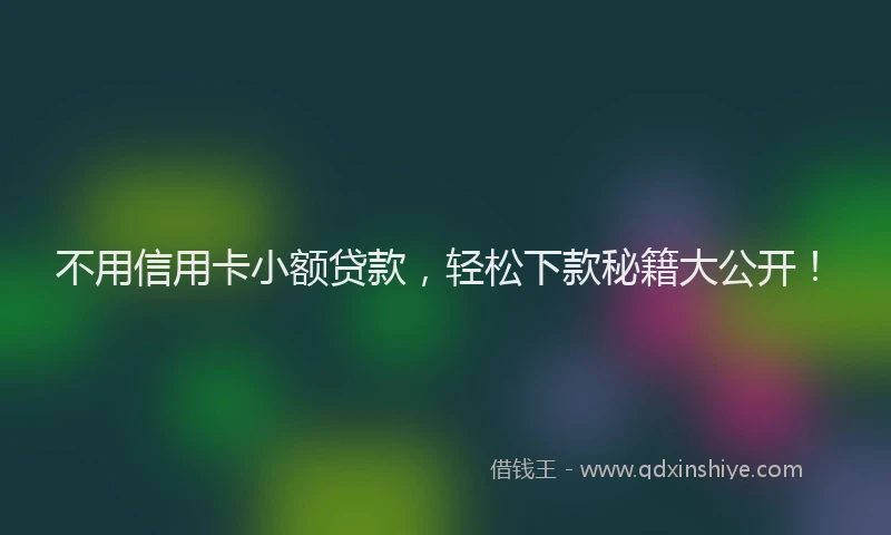 不用信用卡小额贷款，轻松下款秘籍大公开！